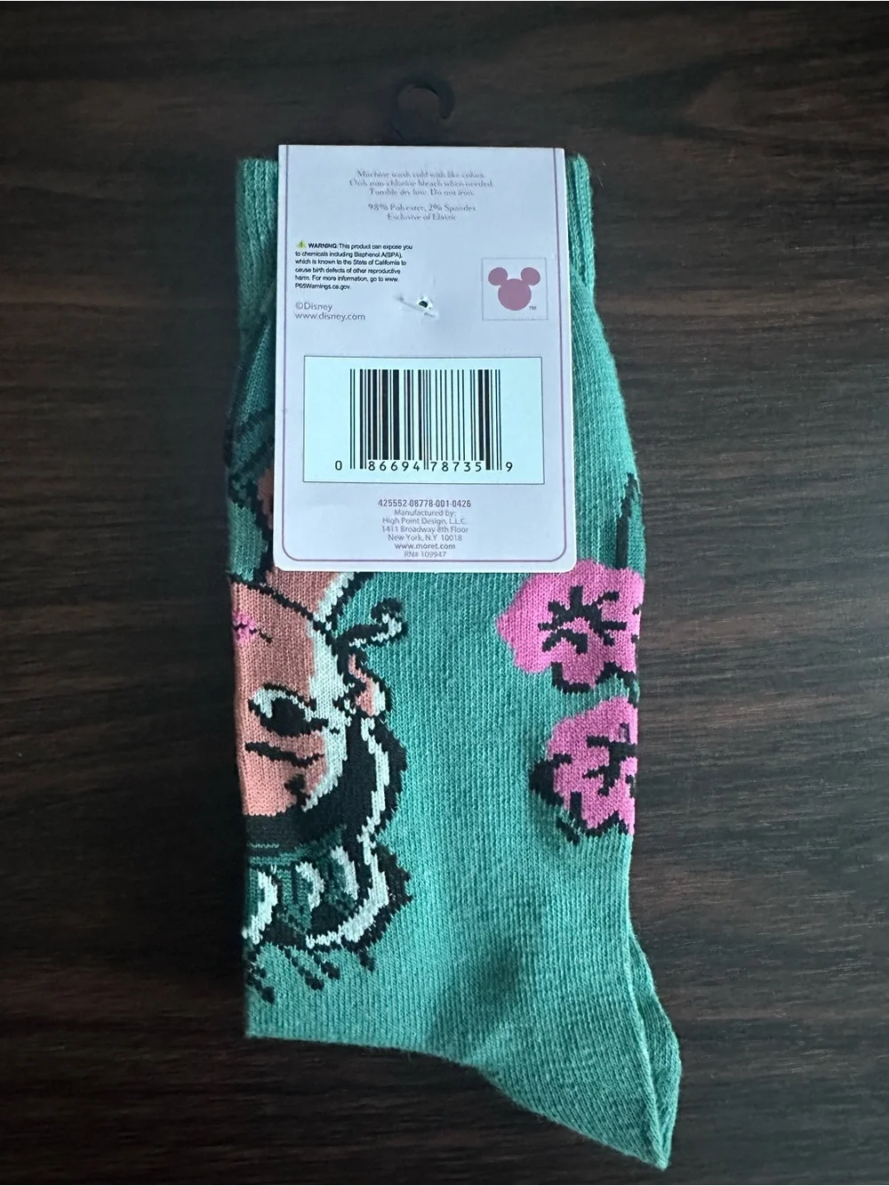 Disney Princess Tiana Floral Crew Socks - Teal & Pink
